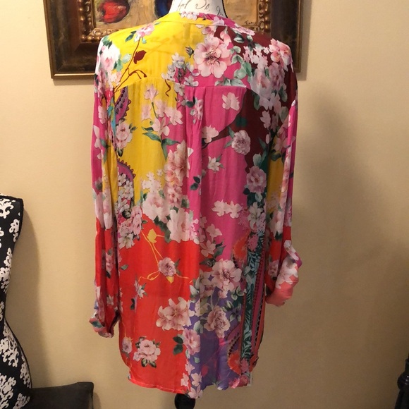 💗 Shana Bohemian partial button long sleeve / roll up lightweight happy top - Picture 6 of 12